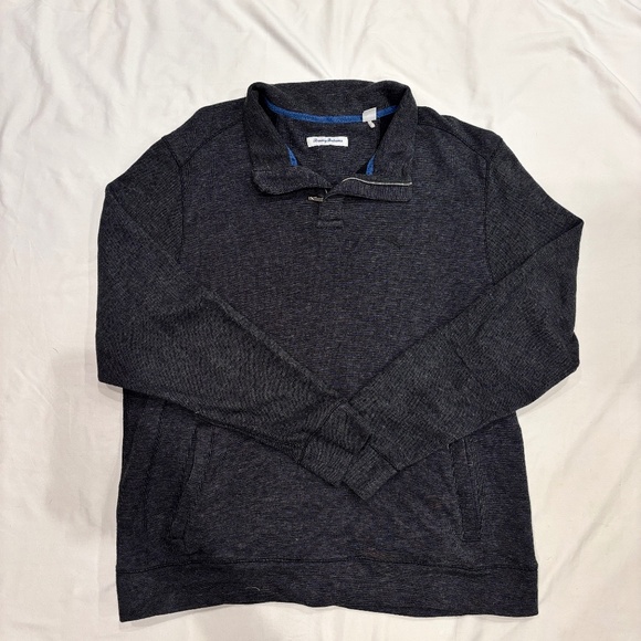 Tommy Bahama Mens Quarter Zip Fleece Pullover Dark Gray XL TG - Picture 2 of 7